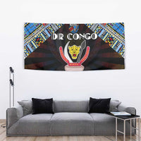 DR Congo Roots Tapestry African Map in Fingerprint and Tribal Colors