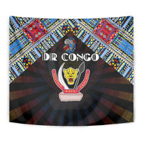 DR Congo Roots Tapestry African Map in Fingerprint and Tribal Colors