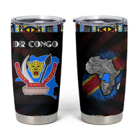 DR Congo Roots Tumbler Cup African Map in Fingerprint and Tribal Colors