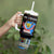 DR Congo Roots Tumbler With Handle African Map in Fingerprint and Tribal Colors