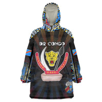 Personalized DR Congo Roots Wearable Blanket Hoodie African Map in Fingerprint and Tribal Colors