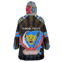 Personalized DR Congo Roots Wearable Blanket Hoodie African Map in Fingerprint and Tribal Colors