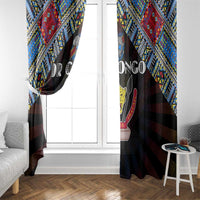 DR Congo Roots Window Curtain African Map in Fingerprint and Tribal Colors