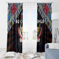 DR Congo Roots Window Curtain African Map in Fingerprint and Tribal Colors