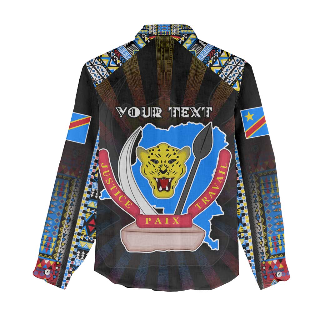Personalized DR Congo Roots Women Casual Shirt African Map in Fingerprint and Tribal Colors