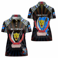 Personalized DR Congo Roots Women Polo Shirt African Map in Fingerprint and Tribal Colors