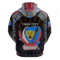 Personalized DR Congo Roots Zip Hoodie African Map in Fingerprint and Tribal Colors