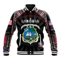Personalized Liberia Roots Baseball Jacket African Map in Fingerprint and Tribal Colors