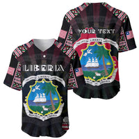 Personalized Liberia Roots Baseball Jersey African Map in Fingerprint and Tribal Colors