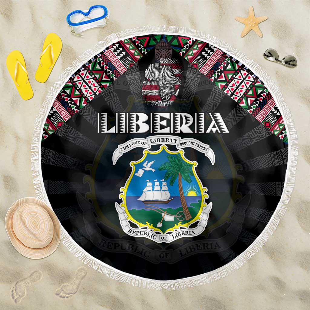Liberia Roots Beach Blanket African Map in Fingerprint and Tribal Colors