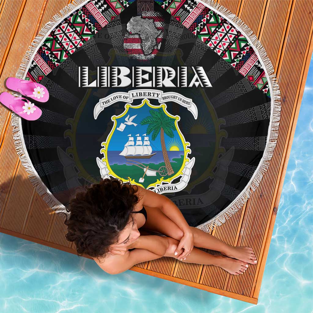 Liberia Roots Beach Blanket African Map in Fingerprint and Tribal Colors
