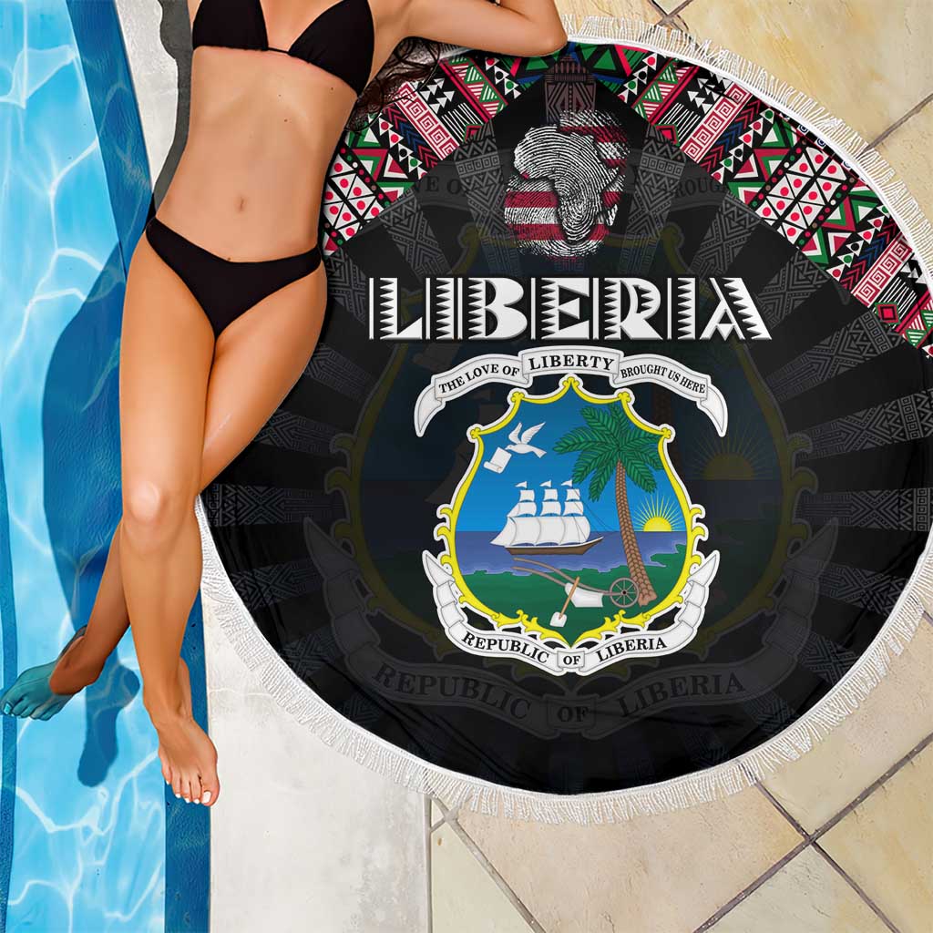 Liberia Roots Beach Blanket African Map in Fingerprint and Tribal Colors