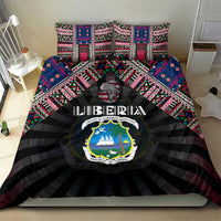 Liberia Roots Bedding Set African Map in Fingerprint and Tribal Colors