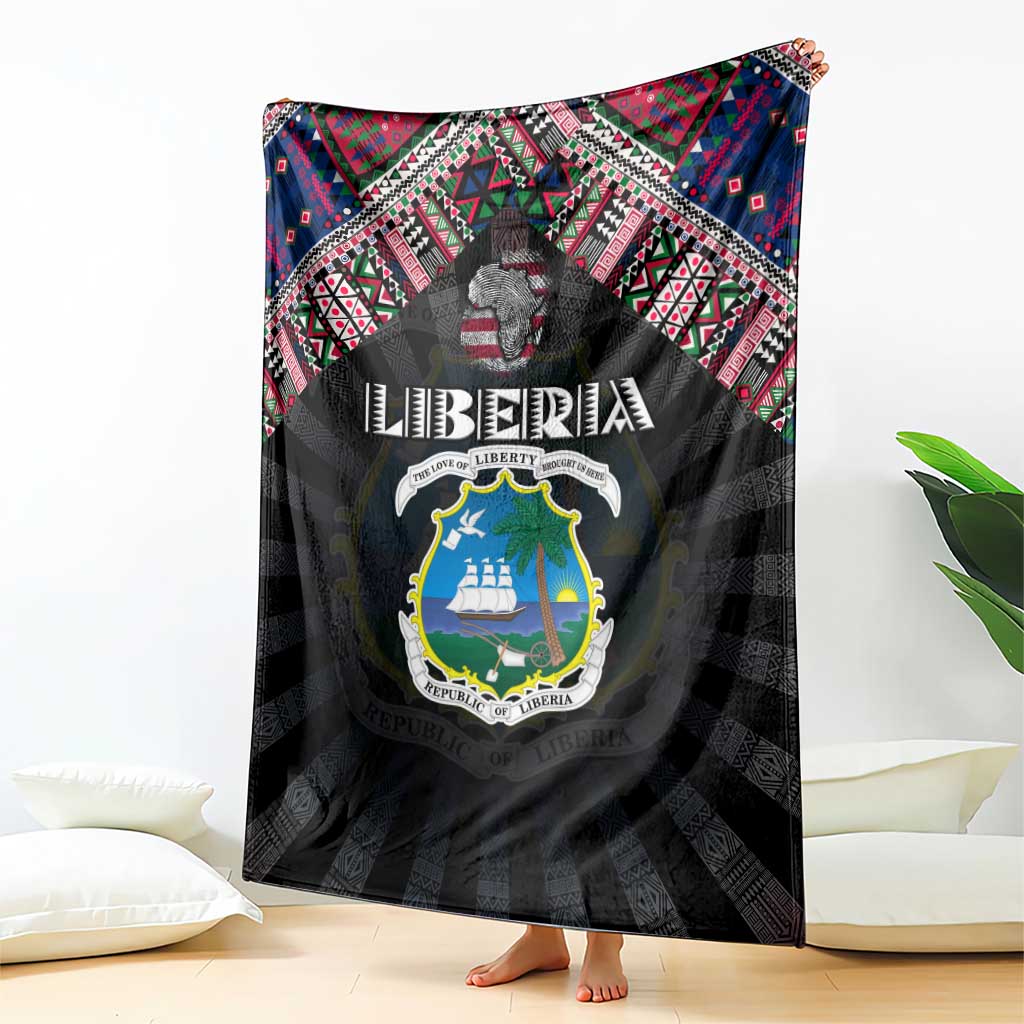 Liberia Roots Blanket African Map in Fingerprint and Tribal Colors