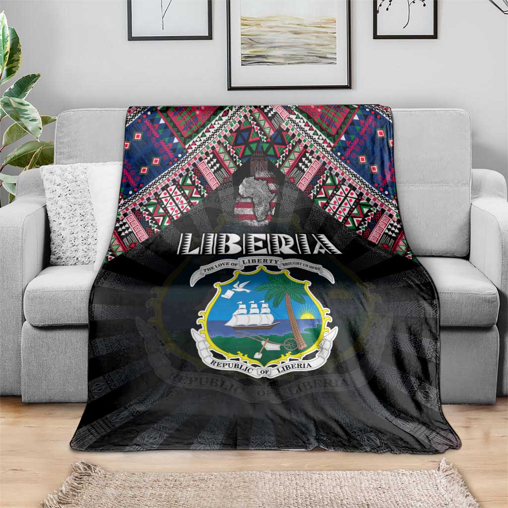 Liberia Roots Blanket African Map in Fingerprint and Tribal Colors