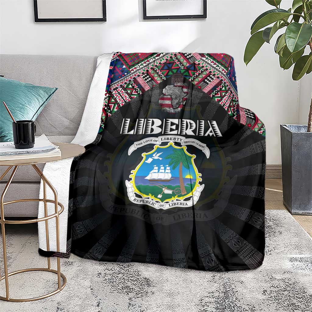 Liberia Roots Blanket African Map in Fingerprint and Tribal Colors