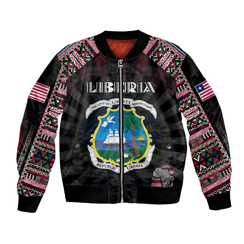 Personalized Liberia Roots Bomber Jacket African Map in Fingerprint and Tribal Colors