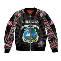 Personalized Liberia Roots Bomber Jacket African Map in Fingerprint and Tribal Colors