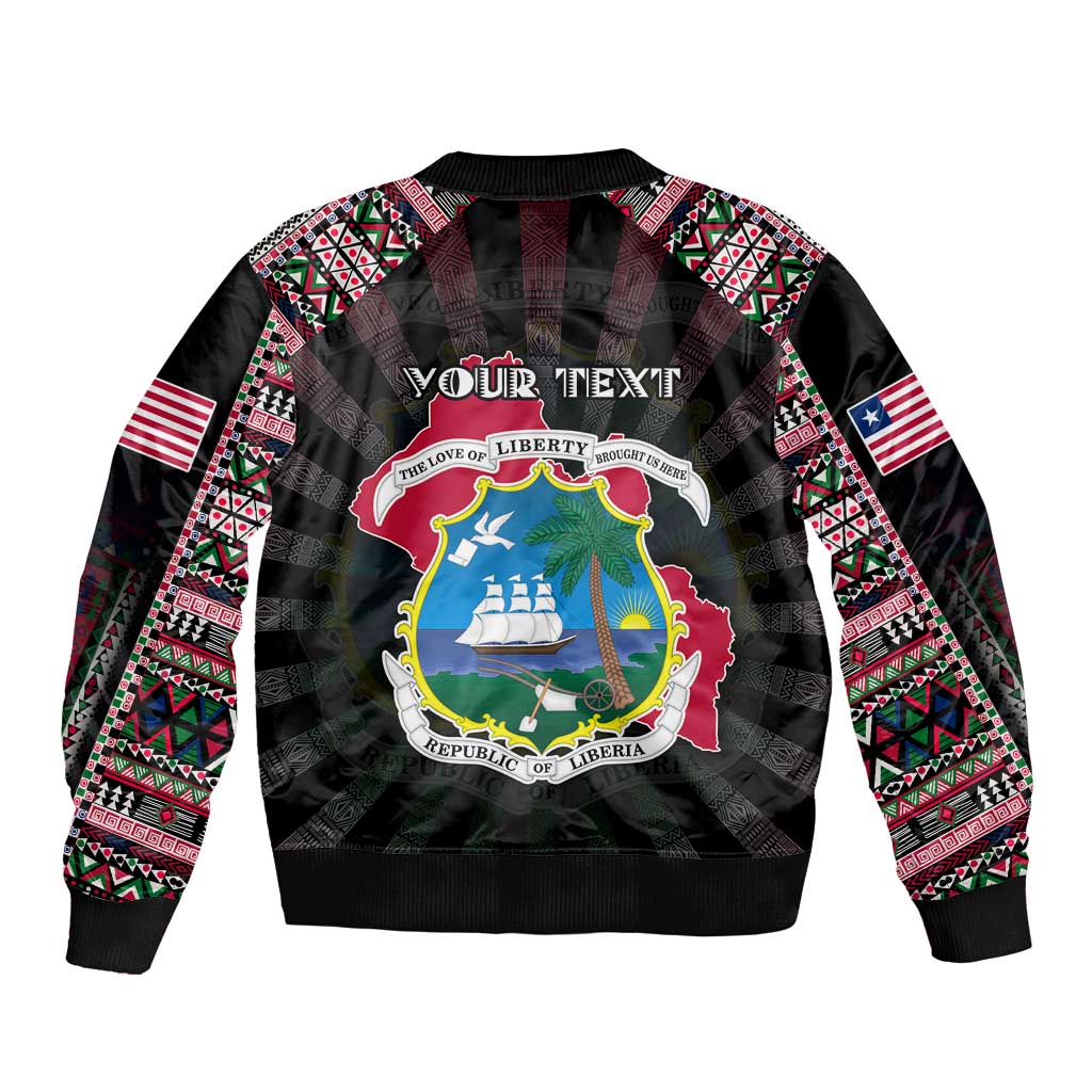 Personalized Liberia Roots Bomber Jacket African Map in Fingerprint and Tribal Colors