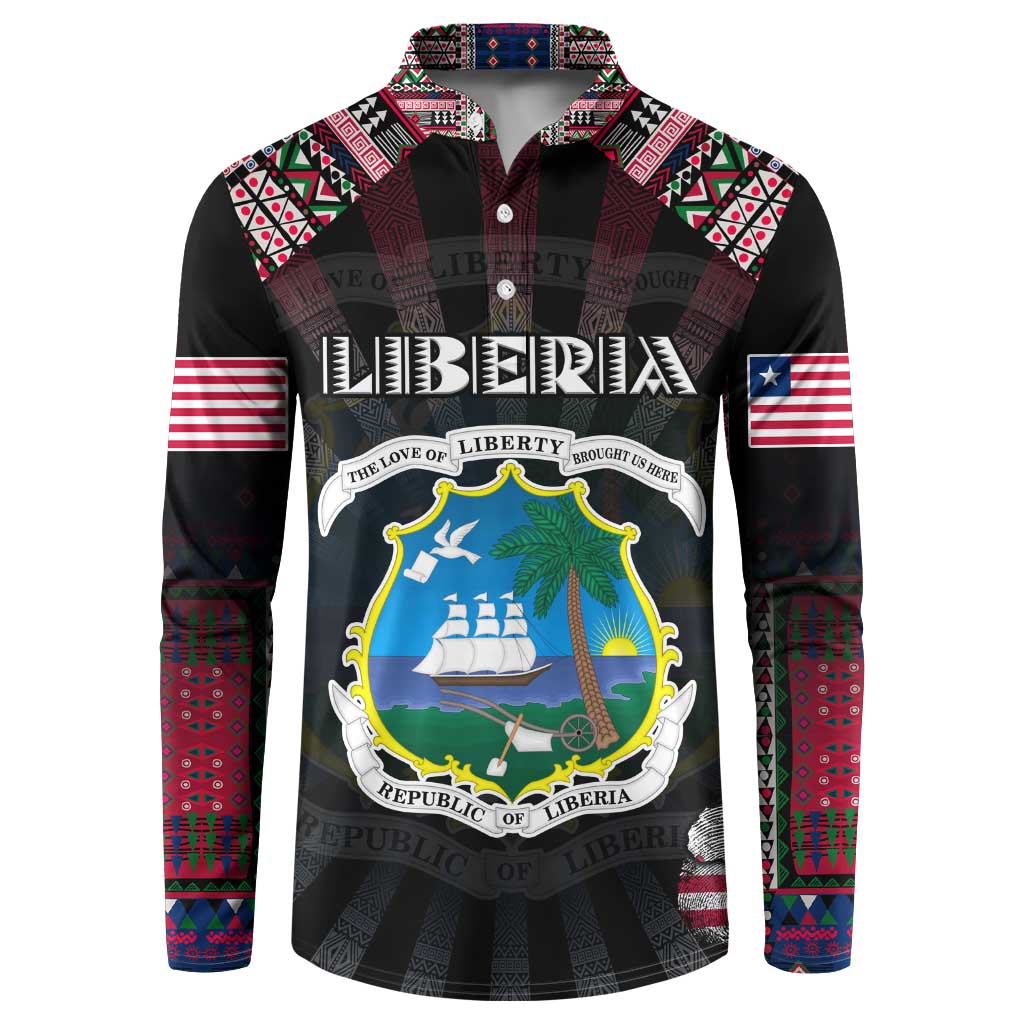 Personalized Liberia Roots Button Sweatshirt African Map in Fingerprint and Tribal Colors