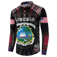 Personalized Liberia Roots Button Sweatshirt African Map in Fingerprint and Tribal Colors