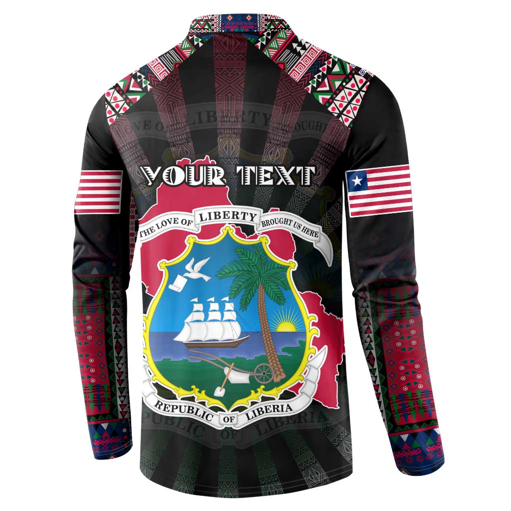 Personalized Liberia Roots Button Sweatshirt African Map in Fingerprint and Tribal Colors