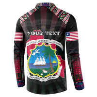 Personalized Liberia Roots Button Sweatshirt African Map in Fingerprint and Tribal Colors