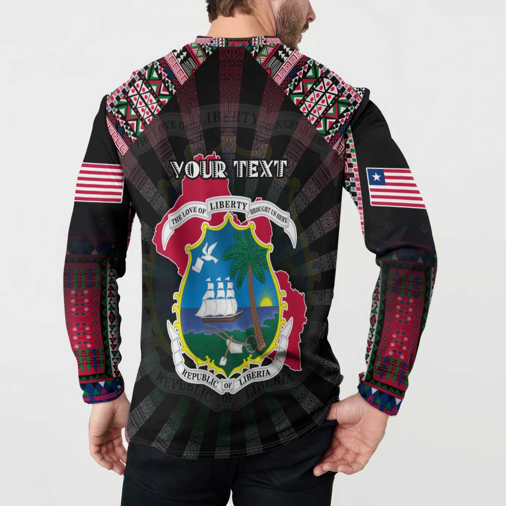 Personalized Liberia Roots Button Sweatshirt African Map in Fingerprint and Tribal Colors