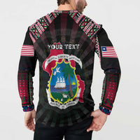 Personalized Liberia Roots Button Sweatshirt African Map in Fingerprint and Tribal Colors
