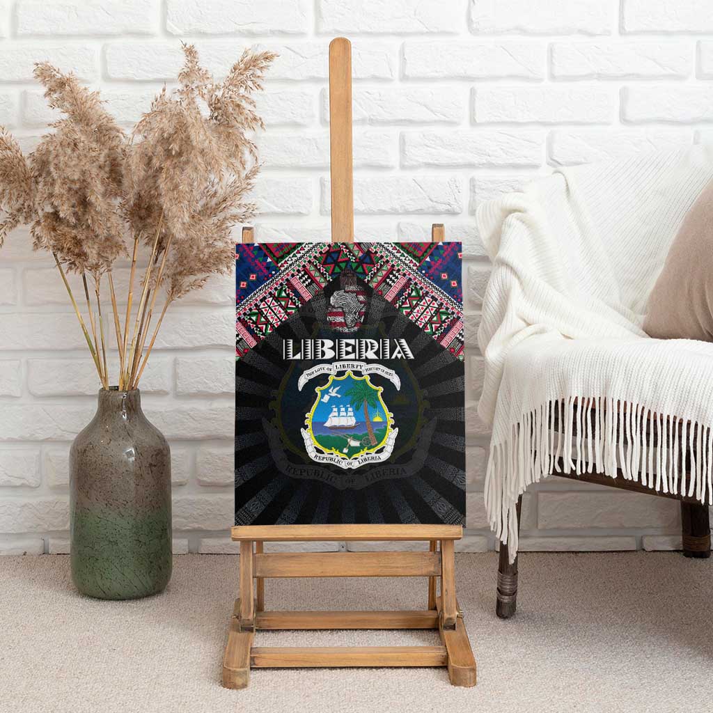 Liberia Roots Canvas Wall Art African Map in Fingerprint and Tribal Colors