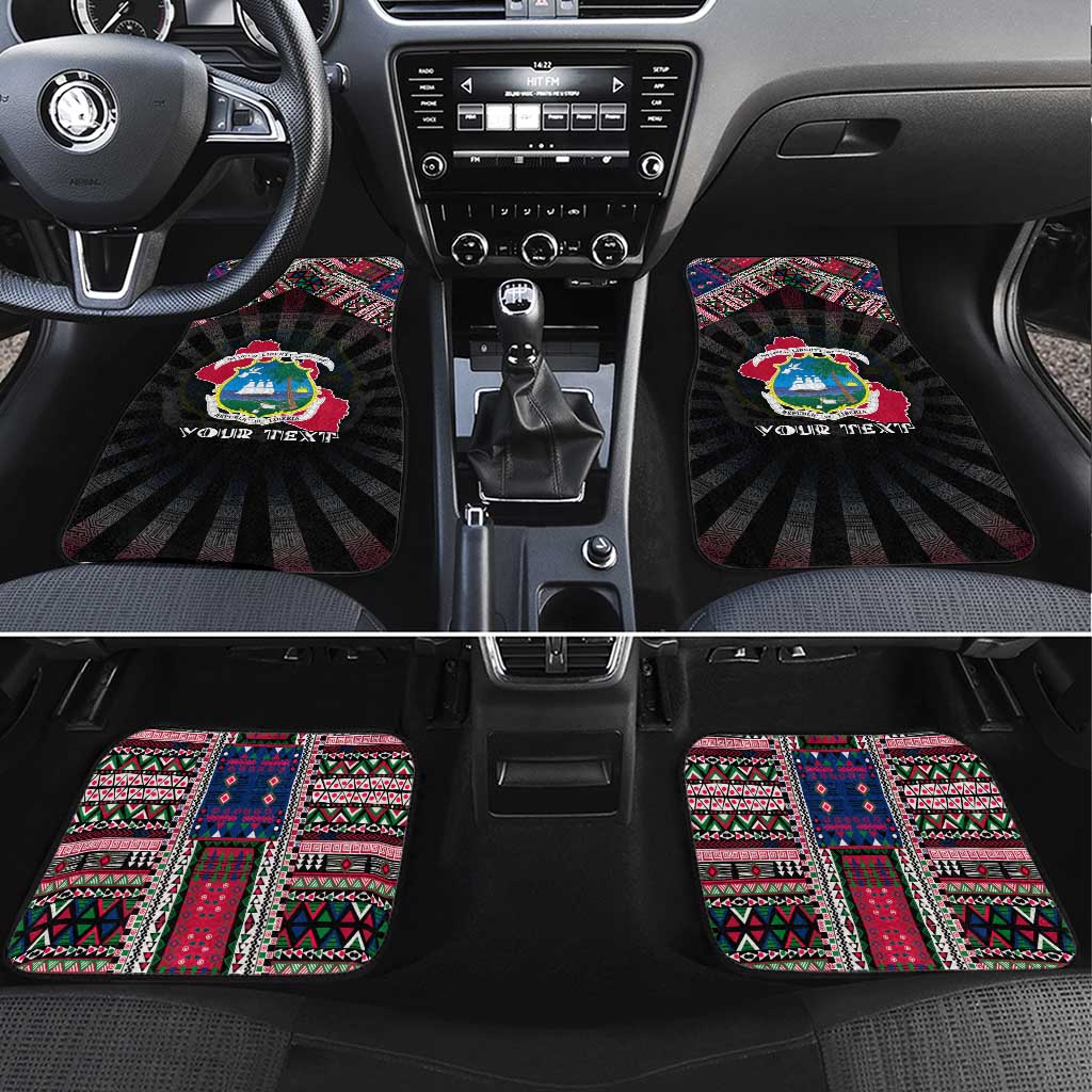 Liberia Roots Car Mats African Map in Fingerprint and Tribal Colors