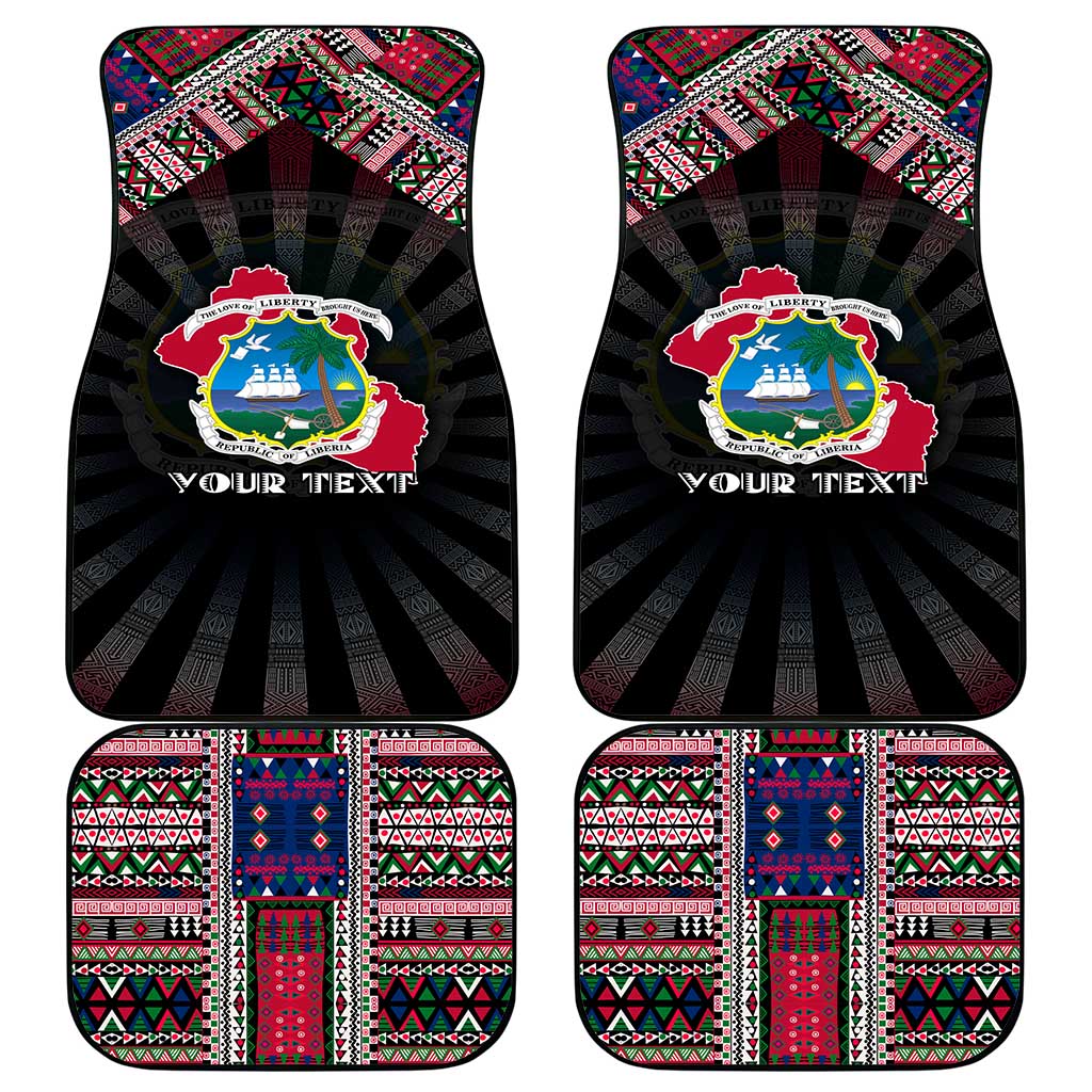 Liberia Roots Car Mats African Map in Fingerprint and Tribal Colors