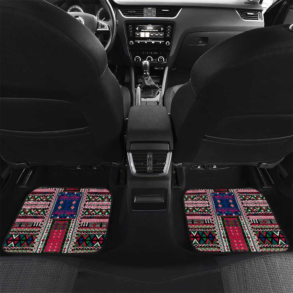 Liberia Roots Car Mats African Map in Fingerprint and Tribal Colors