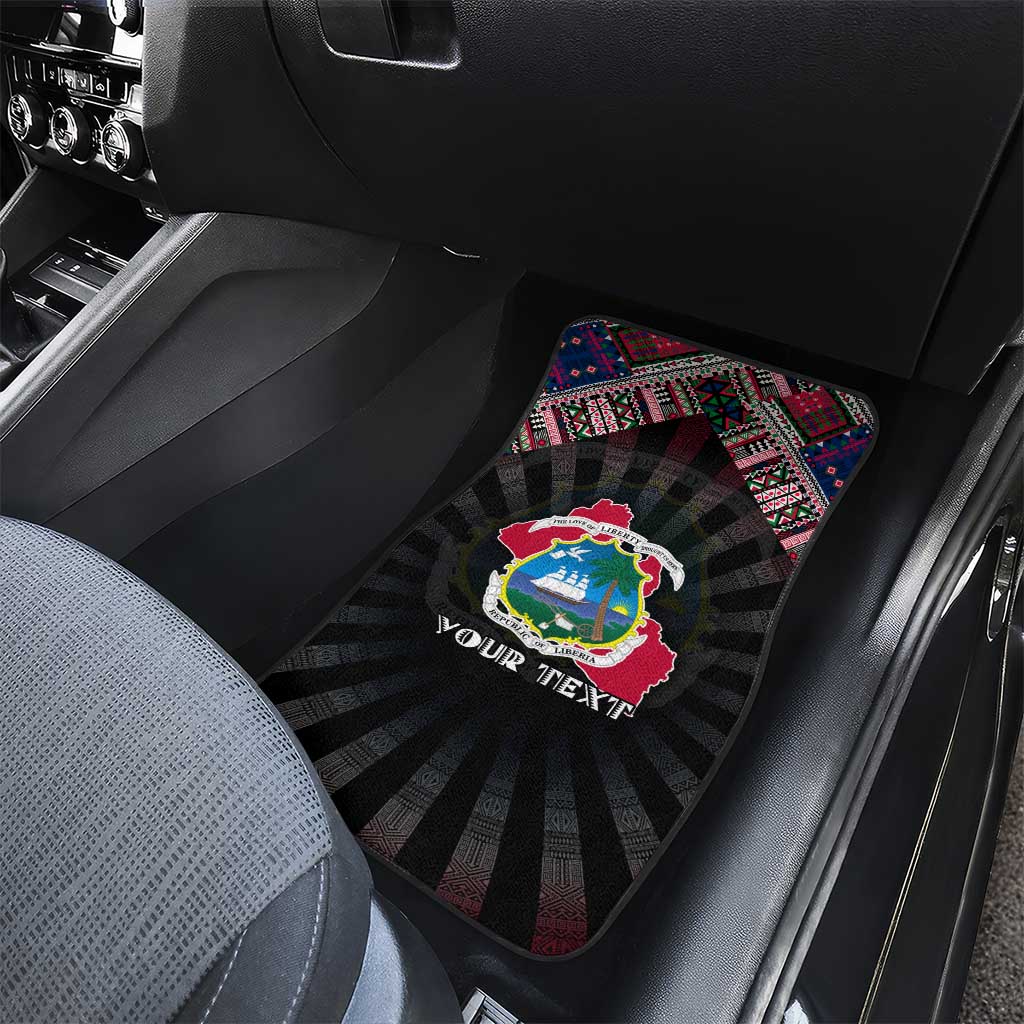 Liberia Roots Car Mats African Map in Fingerprint and Tribal Colors