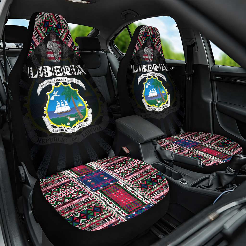 Liberia Roots Car Seat Cover African Map in Fingerprint and Tribal Colors