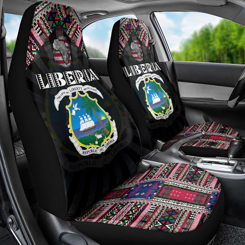 Liberia Roots Car Seat Cover African Map in Fingerprint and Tribal Colors