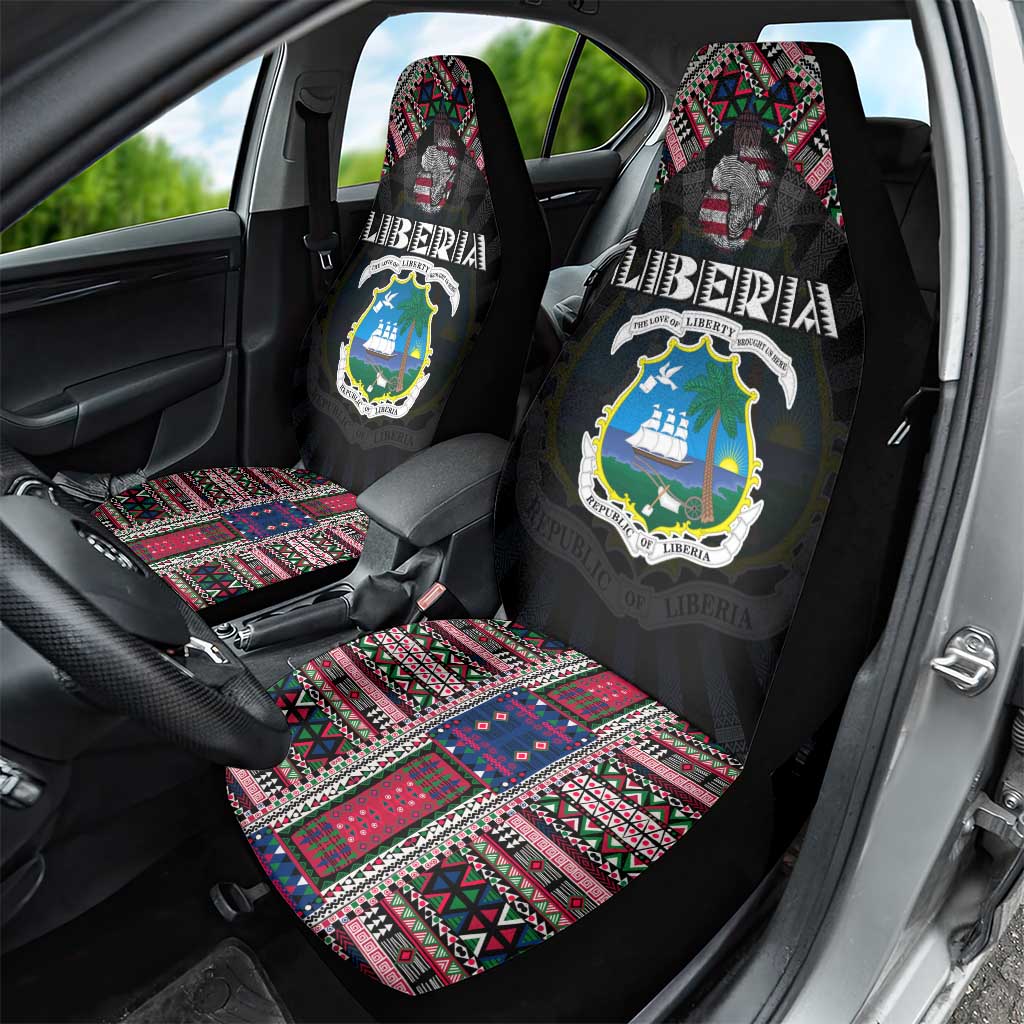 Liberia Roots Car Seat Cover African Map in Fingerprint and Tribal Colors