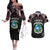 Personalized Liberia Roots Couples Matching Off The Shoulder Long Sleeve Dress and Hawaiian Shirt African Map in Fingerprint and Tribal Colors