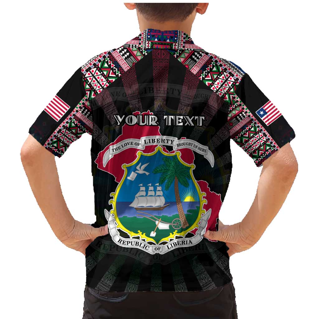 Personalized Liberia Roots Family Matching Mermaid Dress and Hawaiian Shirt African Map in Fingerprint and Tribal Colors