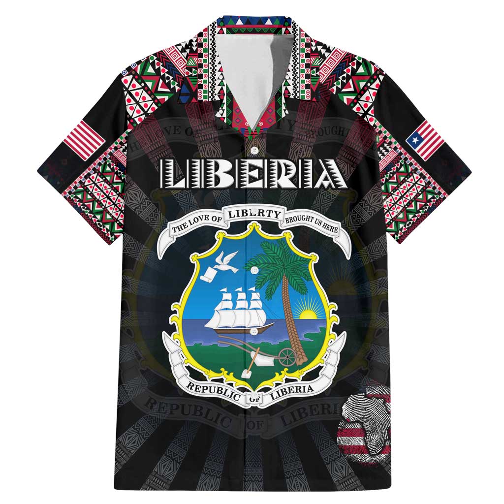 Personalized Liberia Roots Family Matching Mermaid Dress and Hawaiian Shirt African Map in Fingerprint and Tribal Colors