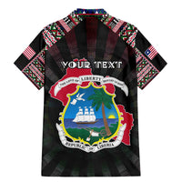 Personalized Liberia Roots Family Matching Mermaid Dress and Hawaiian Shirt African Map in Fingerprint and Tribal Colors