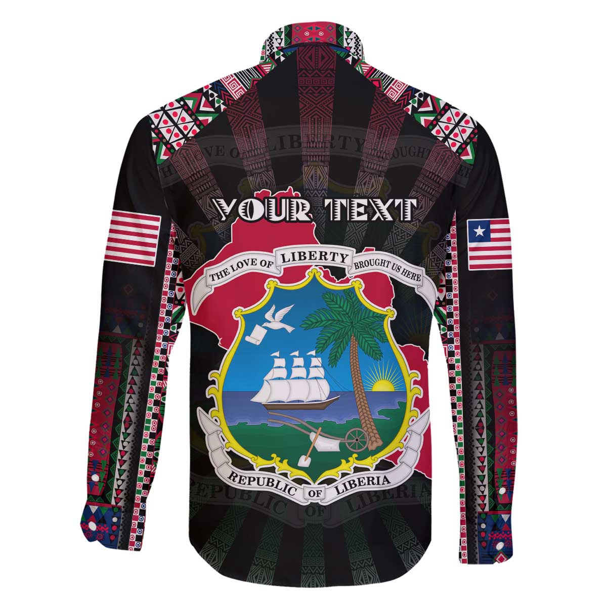 Personalized Liberia Roots Family Matching Off The Shoulder Long Sleeve Dress and Hawaiian Shirt African Map in Fingerprint and Tribal Colors