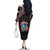Personalized Liberia Roots Family Matching Off The Shoulder Long Sleeve Dress and Hawaiian Shirt African Map in Fingerprint and Tribal Colors