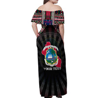 Personalized Liberia Roots Family Matching Off Shoulder Maxi Dress and Hawaiian Shirt African Map in Fingerprint and Tribal Colors