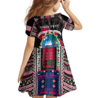 Personalized Liberia Roots Family Matching Short Sleeve Bodycon Dress and Hawaiian Shirt African Map in Fingerprint and Tribal Colors