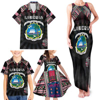 Personalized Liberia Roots Family Matching Tank Maxi Dress and Hawaiian Shirt African Map in Fingerprint and Tribal Colors