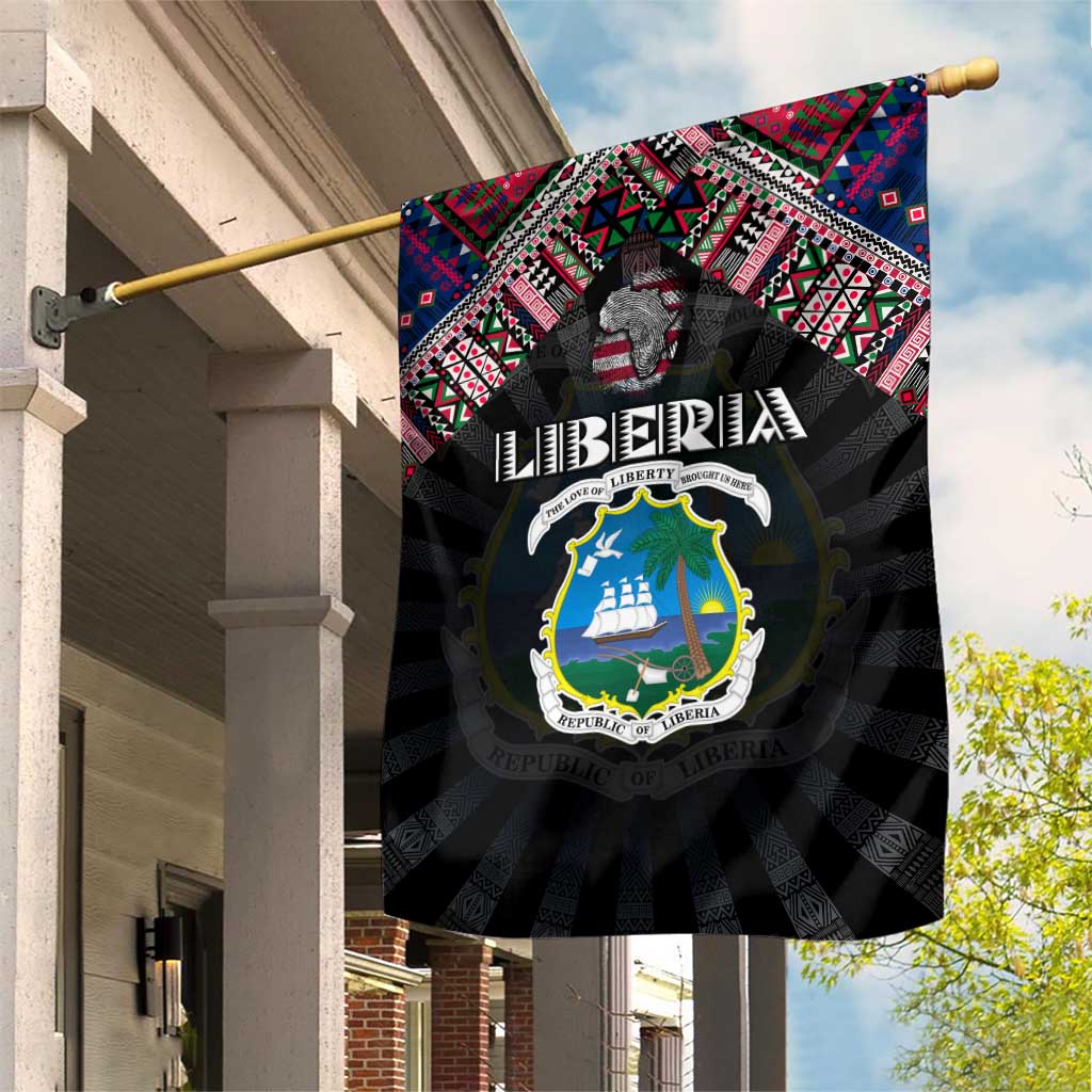 Liberia Roots Garden Flag African Map in Fingerprint and Tribal Colors