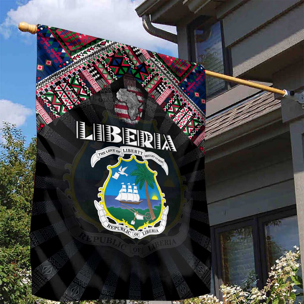 Liberia Roots Garden Flag African Map in Fingerprint and Tribal Colors
