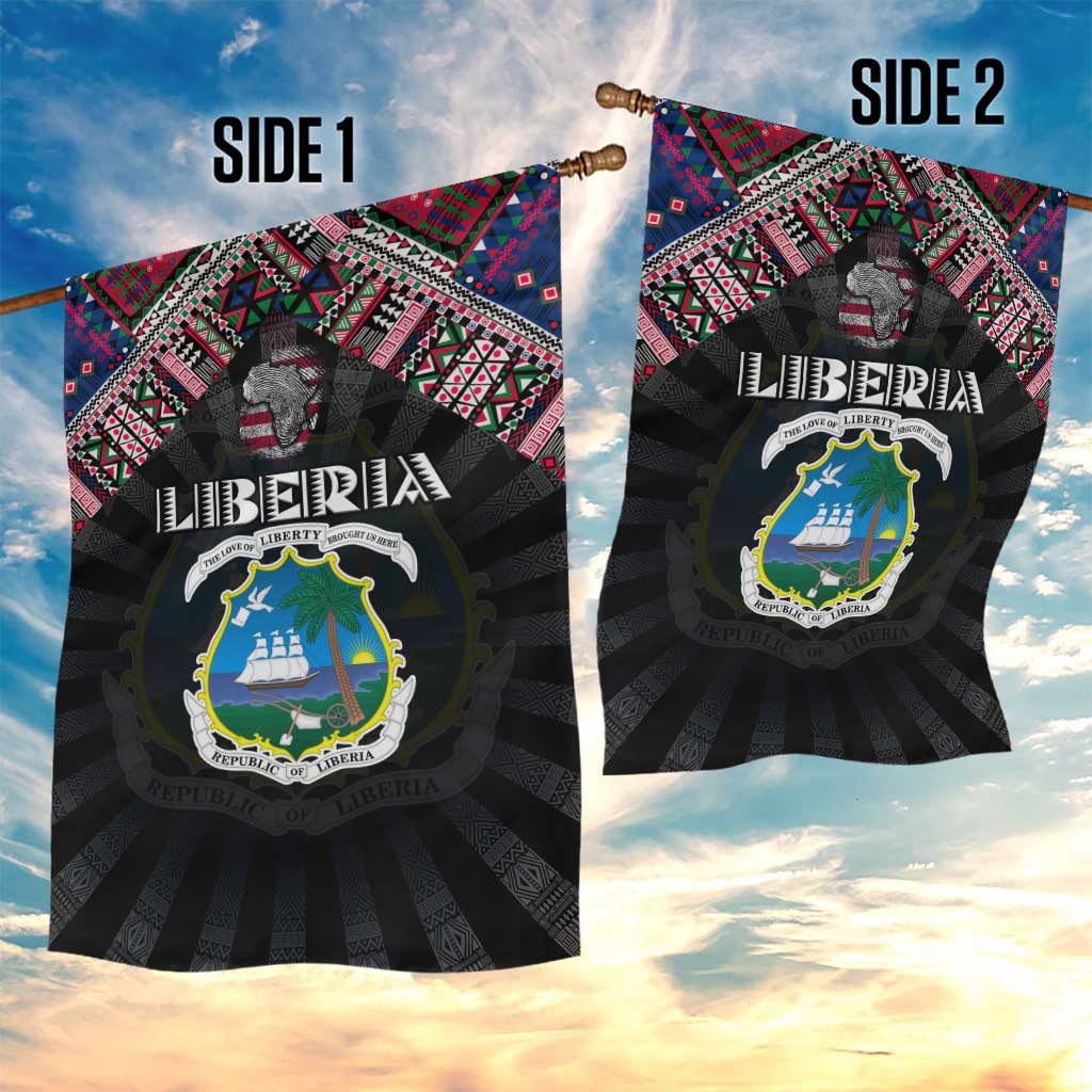 Liberia Roots Garden Flag African Map in Fingerprint and Tribal Colors