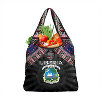 Liberia Roots Grocery Bag African Map in Fingerprint and Tribal Colors